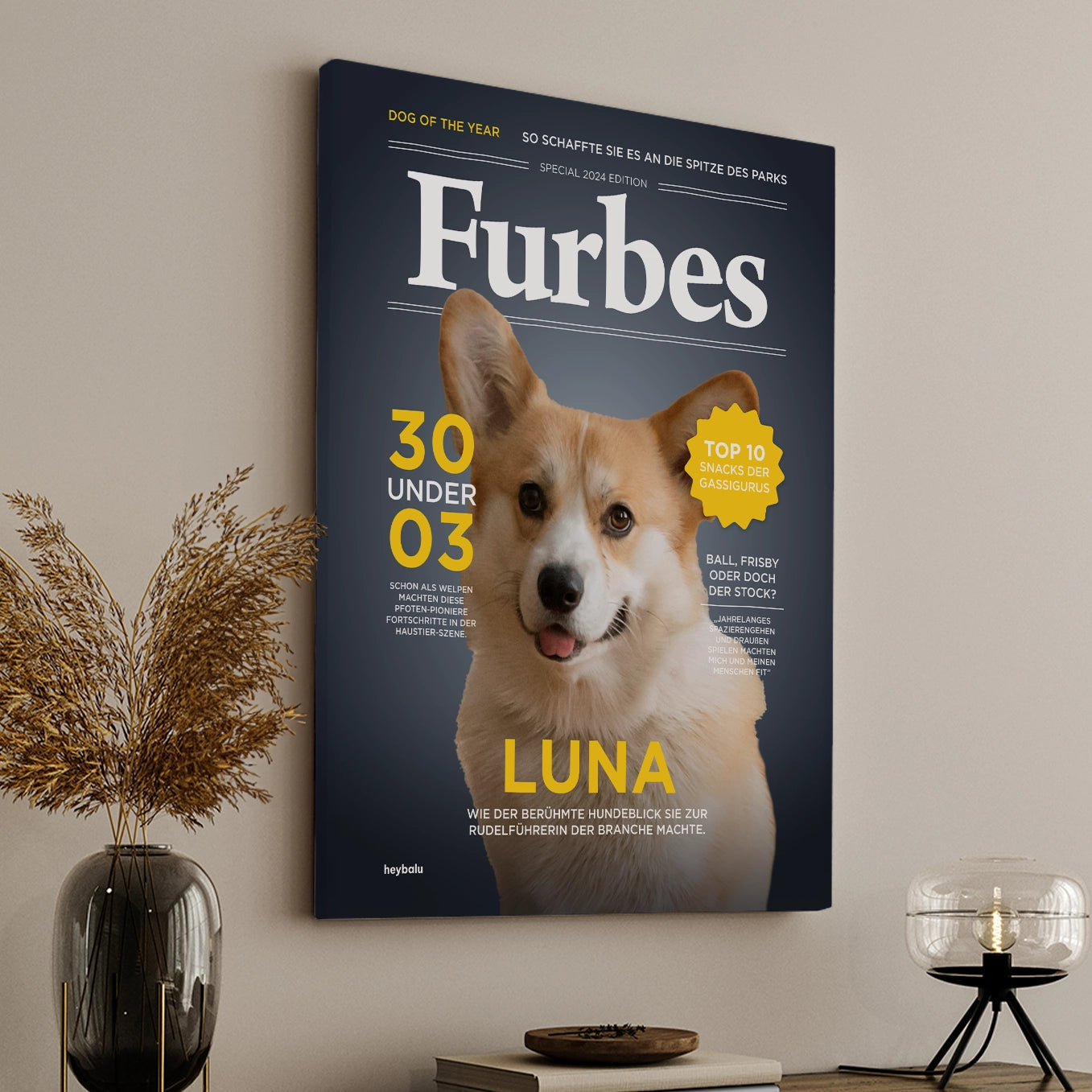 Personalisierte Leinwand Hundemagazin "Furbes" heybalu