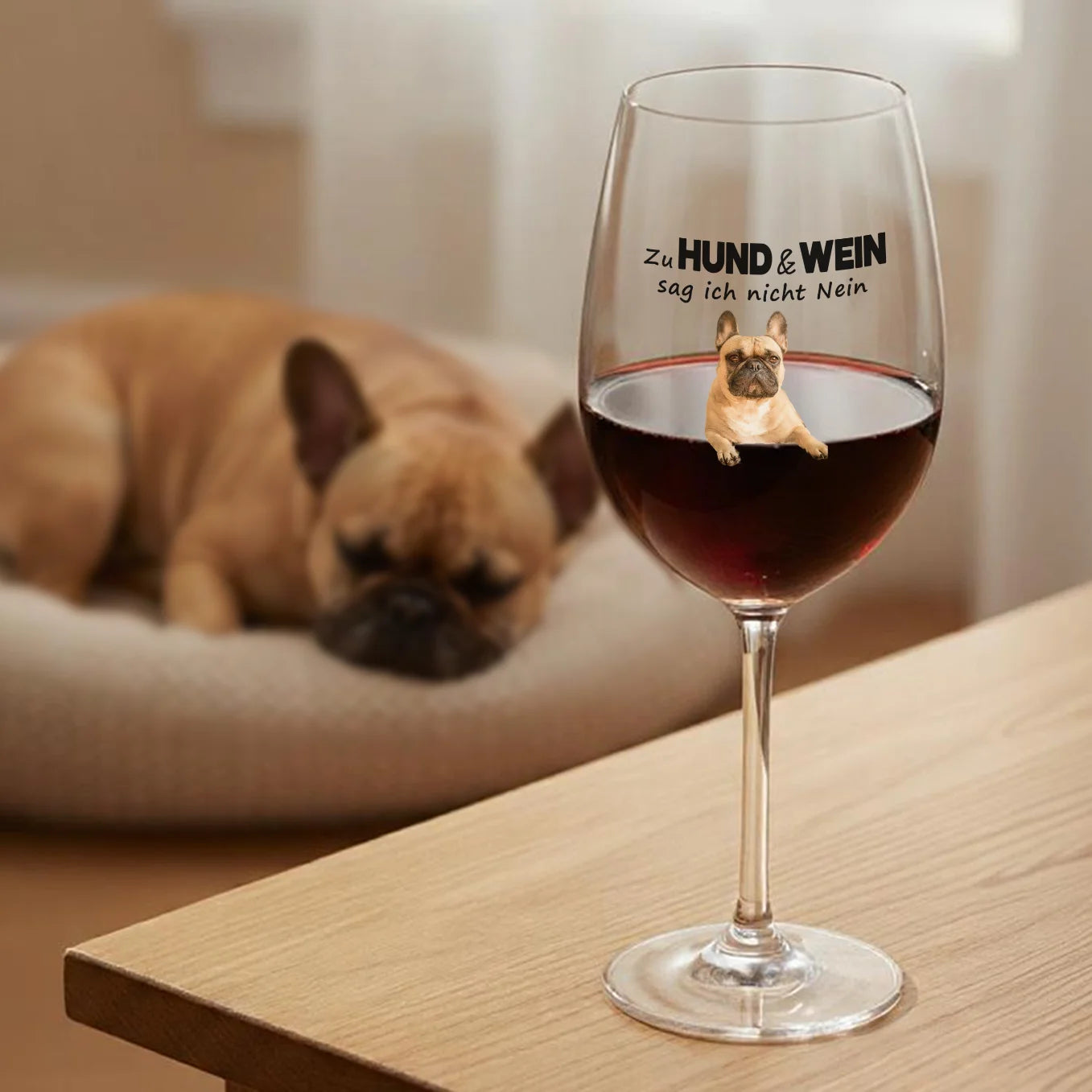 Personalisiertes Weinglas "Hund & Wein"