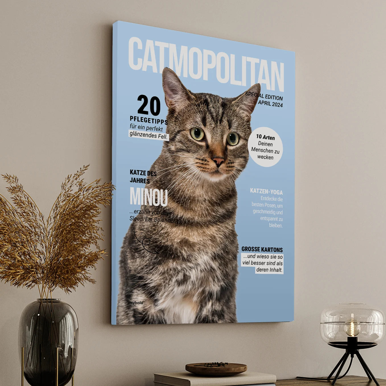 Personalisierte Leinwand Katzenmagazin "Catmopolitan" - heybalu