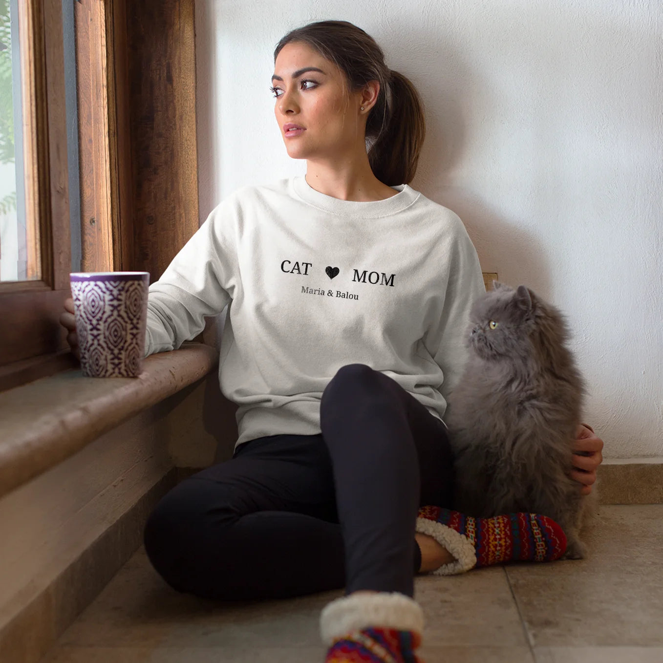 Personalisierter Sweater "Cat Mom" Hey Balu