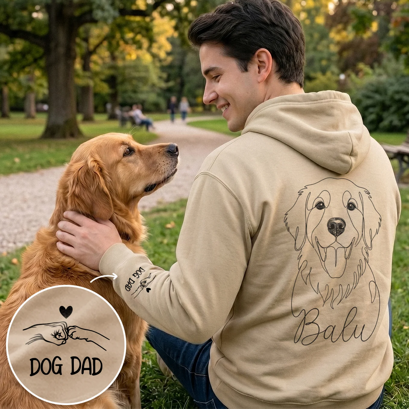 Sweat à capuche personnalisé "Dog Dad" avec impression sur manches