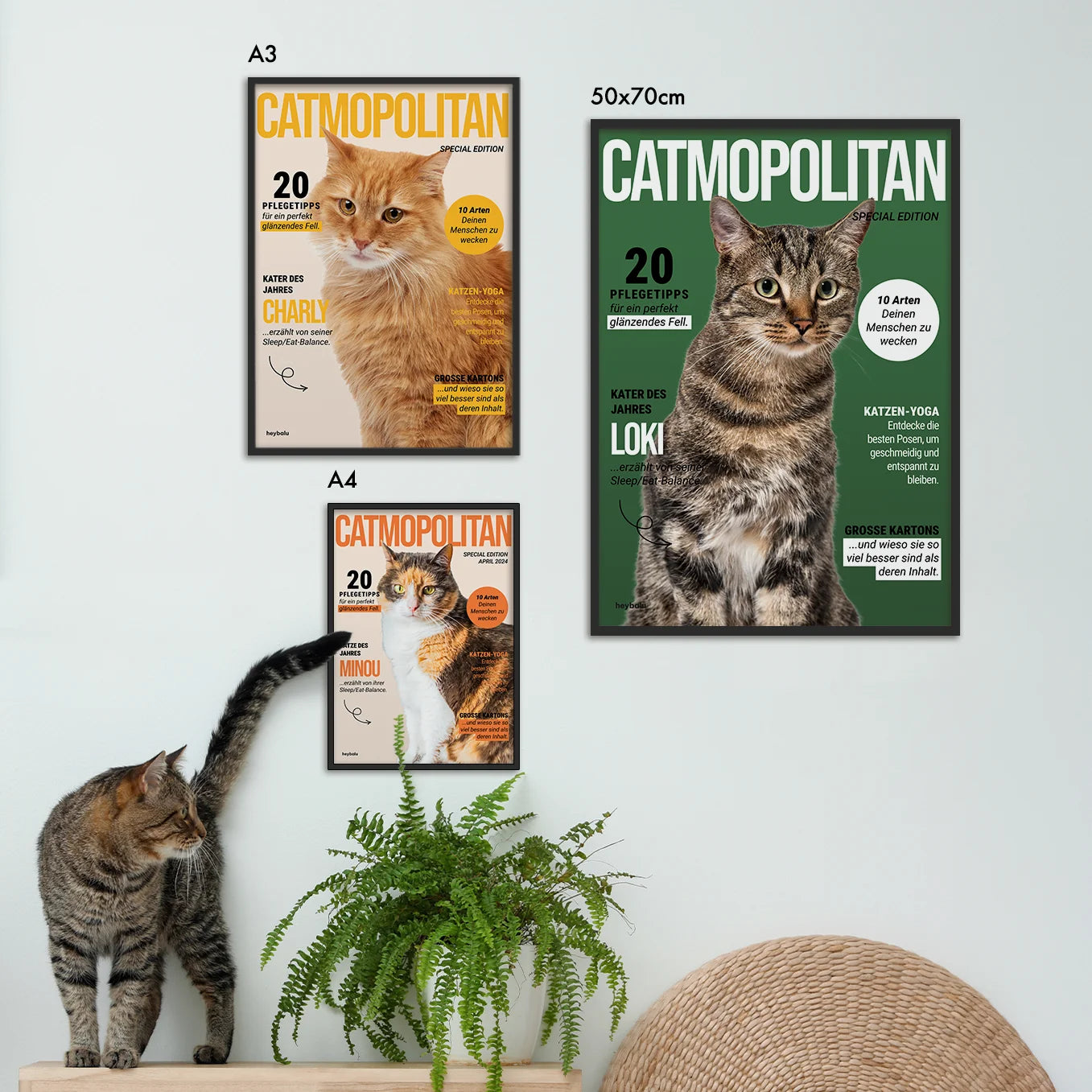 Personalisiertes Poster Katzenmagazin "Catmopolitan" - heybalu