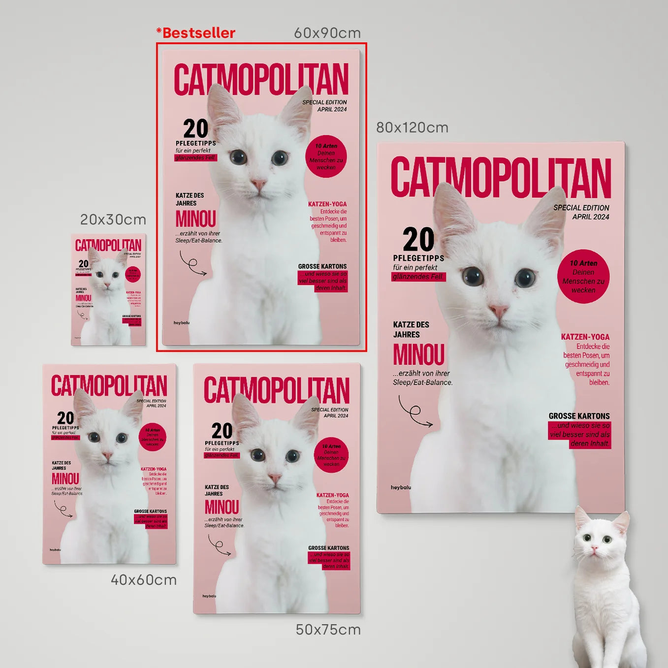 Personalisierte Leinwand Katzenmagazin "Catmopolitan" - heybalu