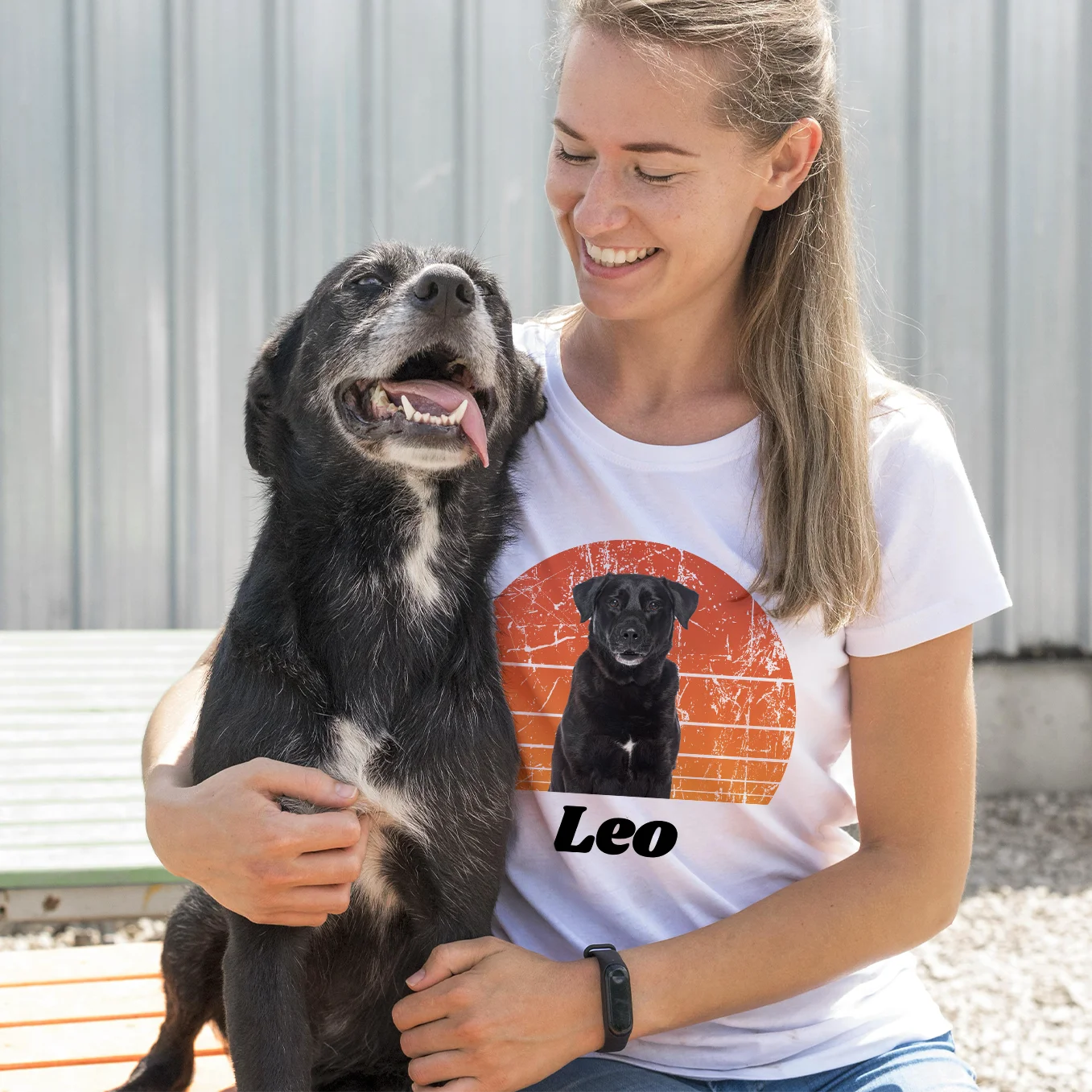 Personalisiertes Retro T-Shirt "Foto von deinem Hund" Hey Balu