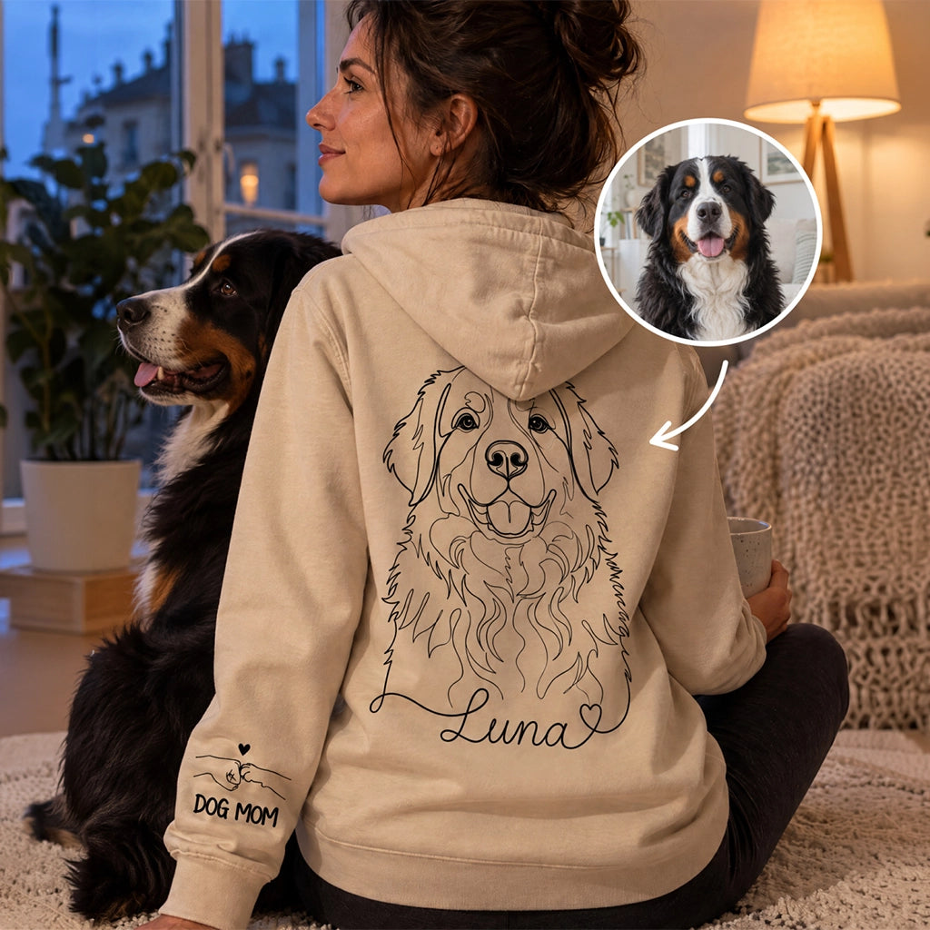 Sweat à capuche personnalisé "Dog Mama" avec impression sur manche