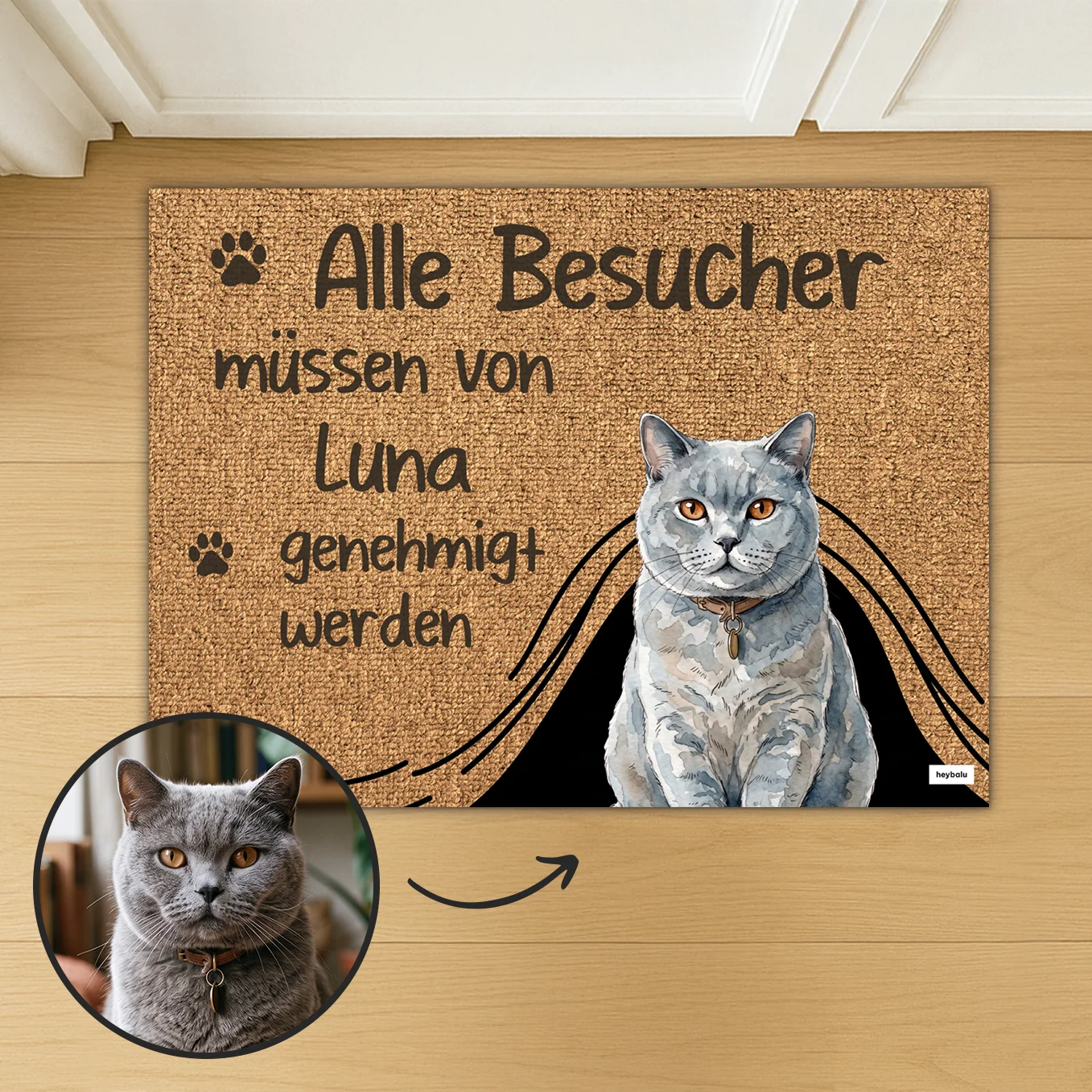 Paillasson personnalisé "Visite approuvée chat"