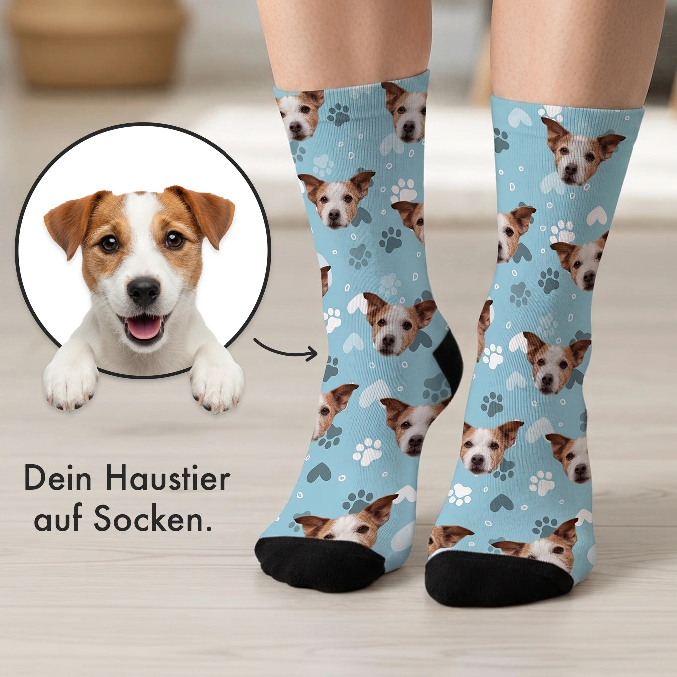 Chaussettes Personnalisées « Multi-Photos & Motif » avec Votre Animal