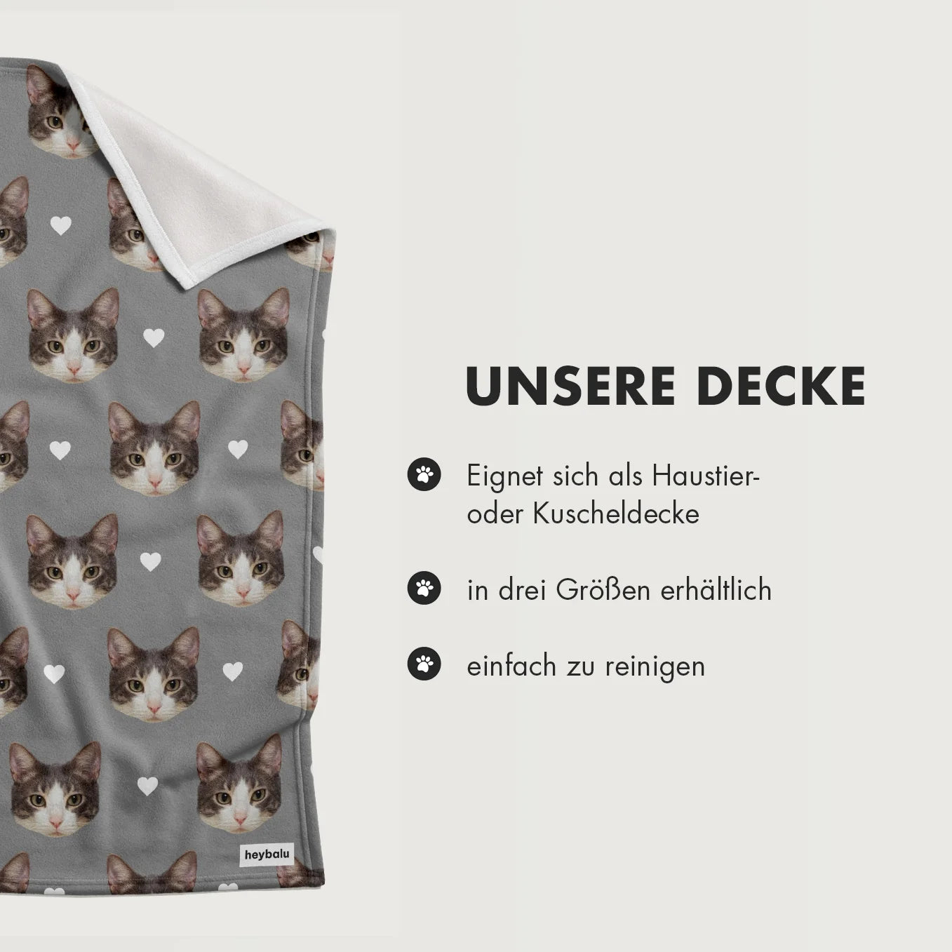 Personalisierte Decke "Katzen Foto" heybalu