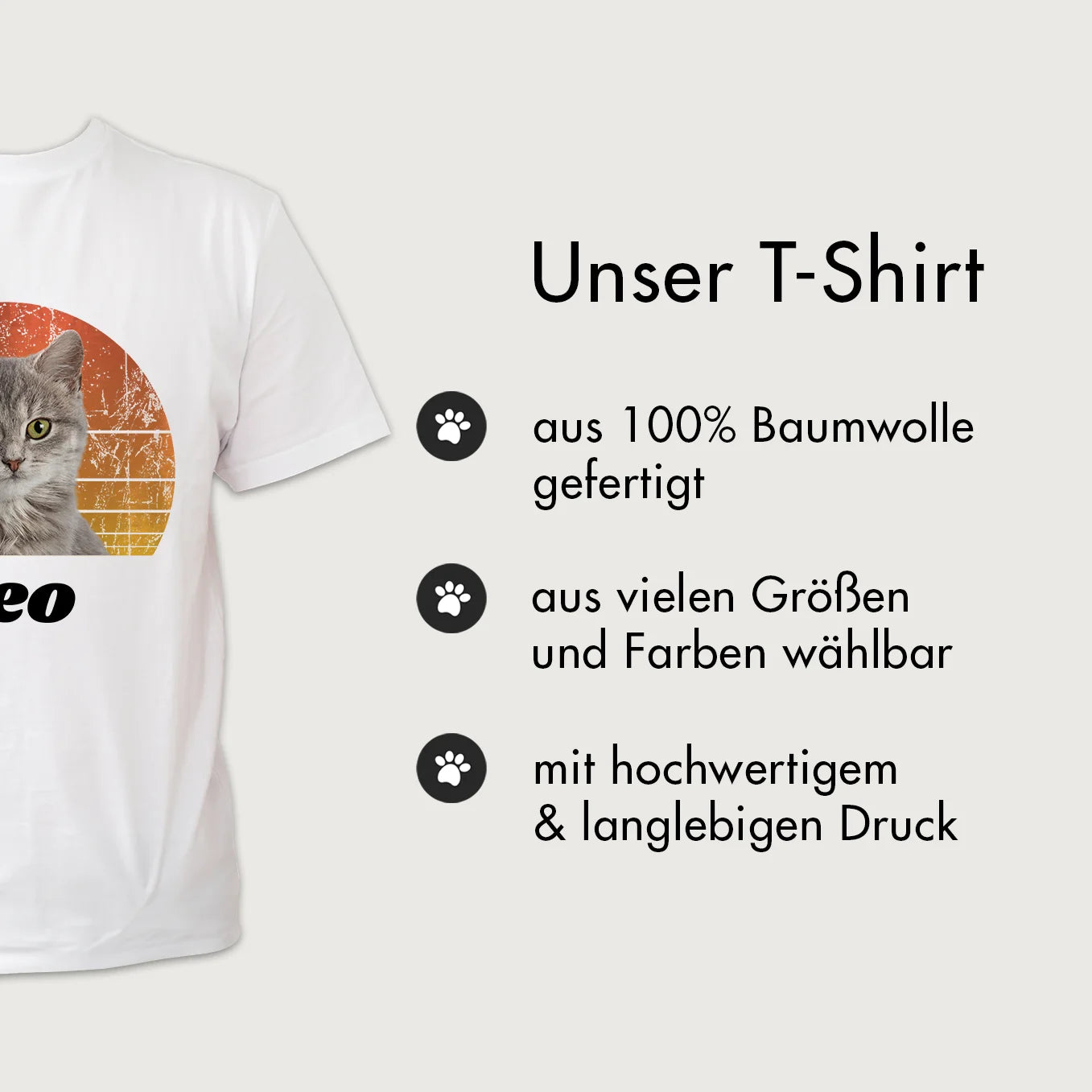 Personalisiertes Retro T-Shirt "Foto von deiner Katze"