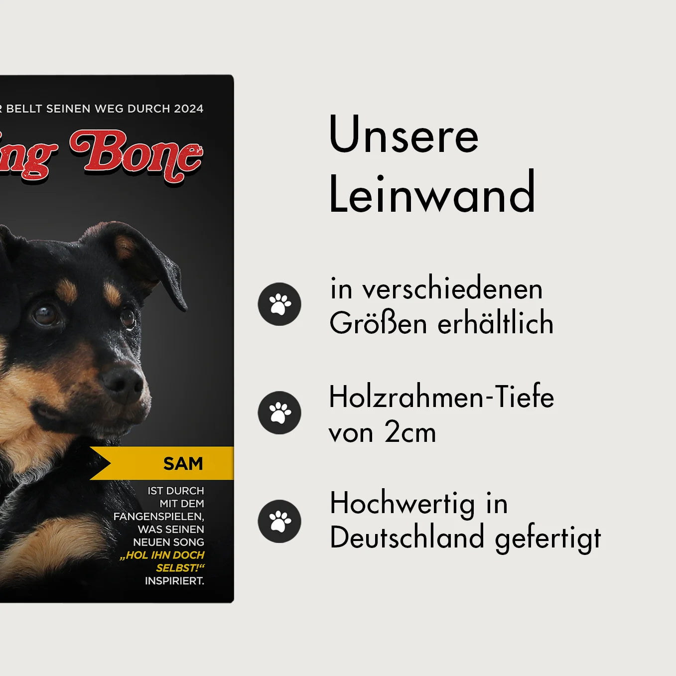 Personalisierte Leinwand Hundemagazin "Rolling Bone"