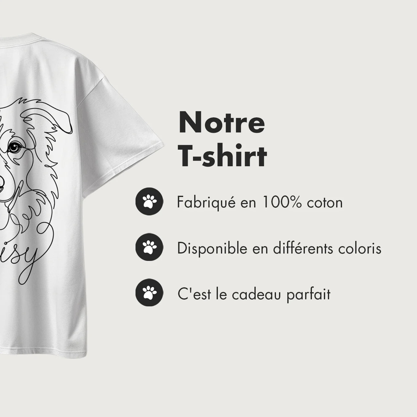 T-shirt oversize personnalisé "Dog Mom" avec impression sur manche