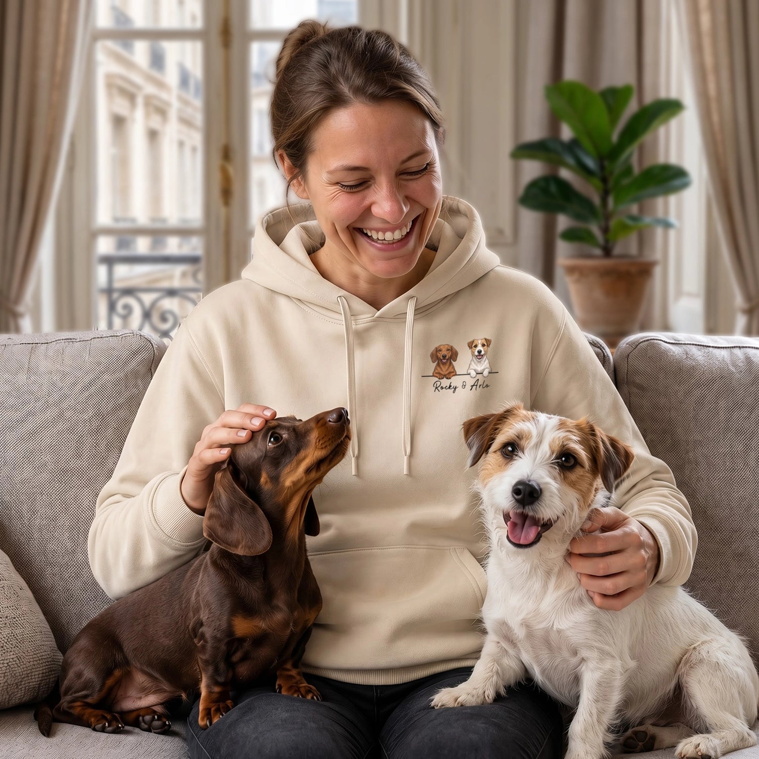 Sweat à Capuche Personnalisé "Chien Dessin Animé"