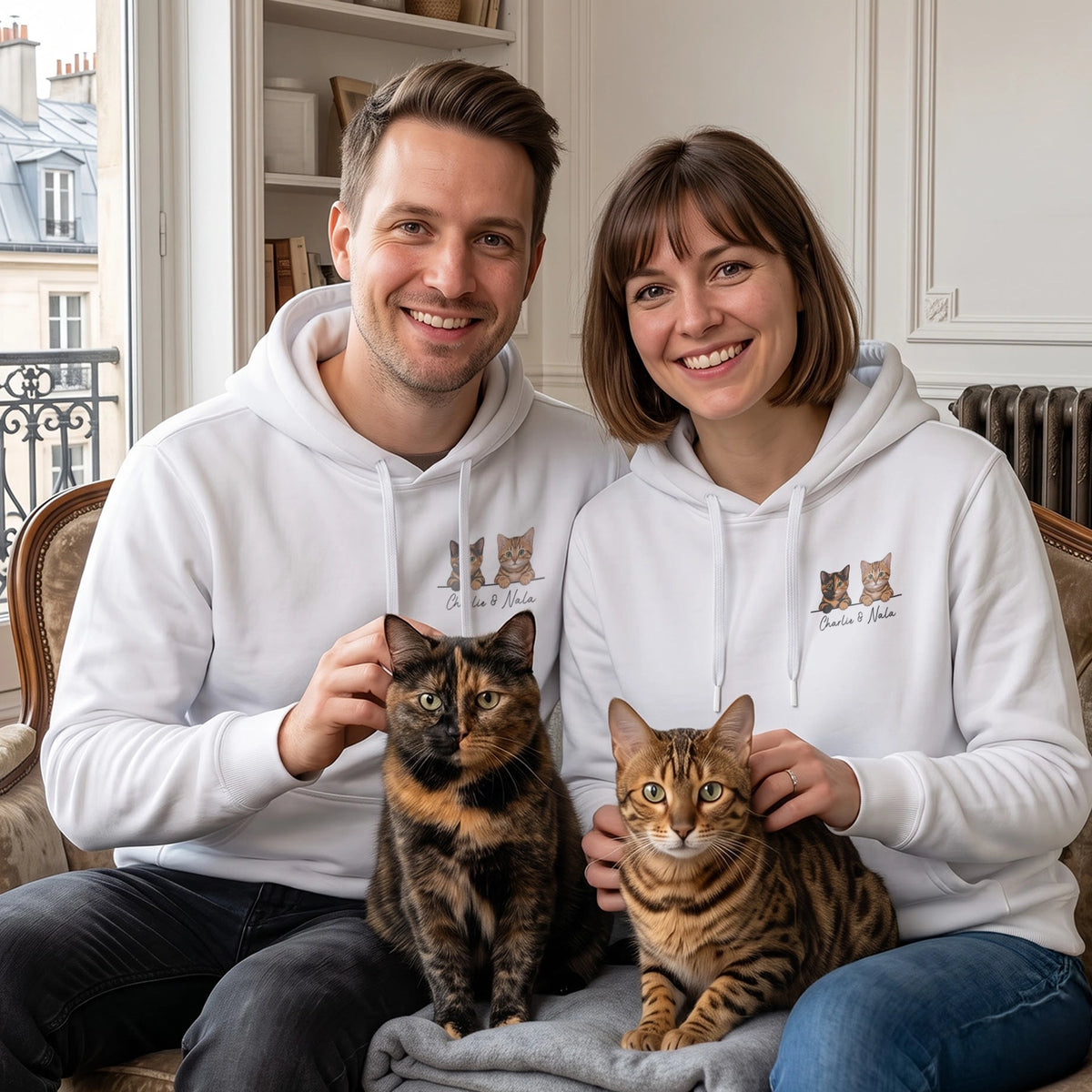 Personalisierter Hoodie "Cartoon Katze" – personalisiertes Geschenk – Ansicht 3