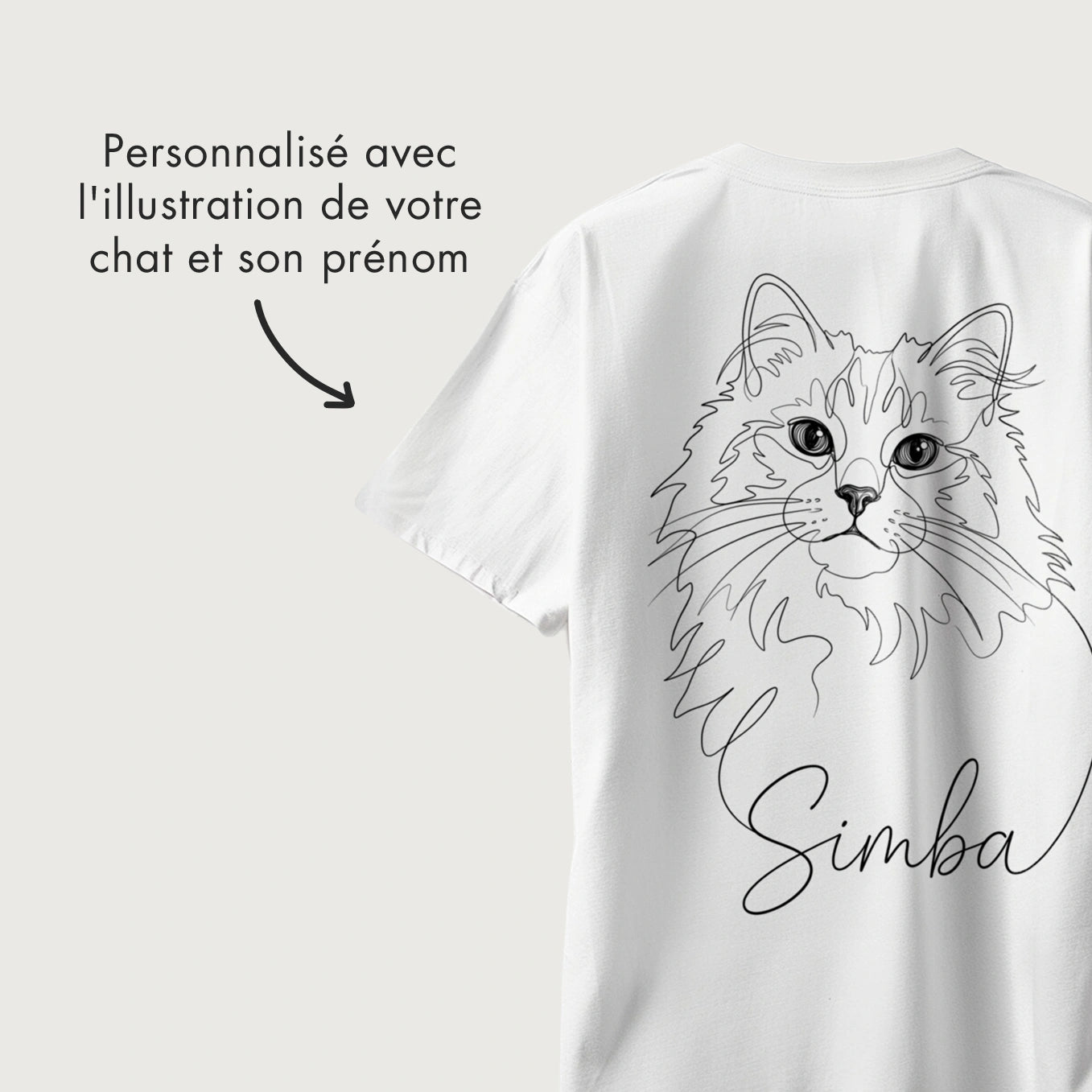 T-shirt oversize personnalisé "Cat Dad" avec impression sur manche