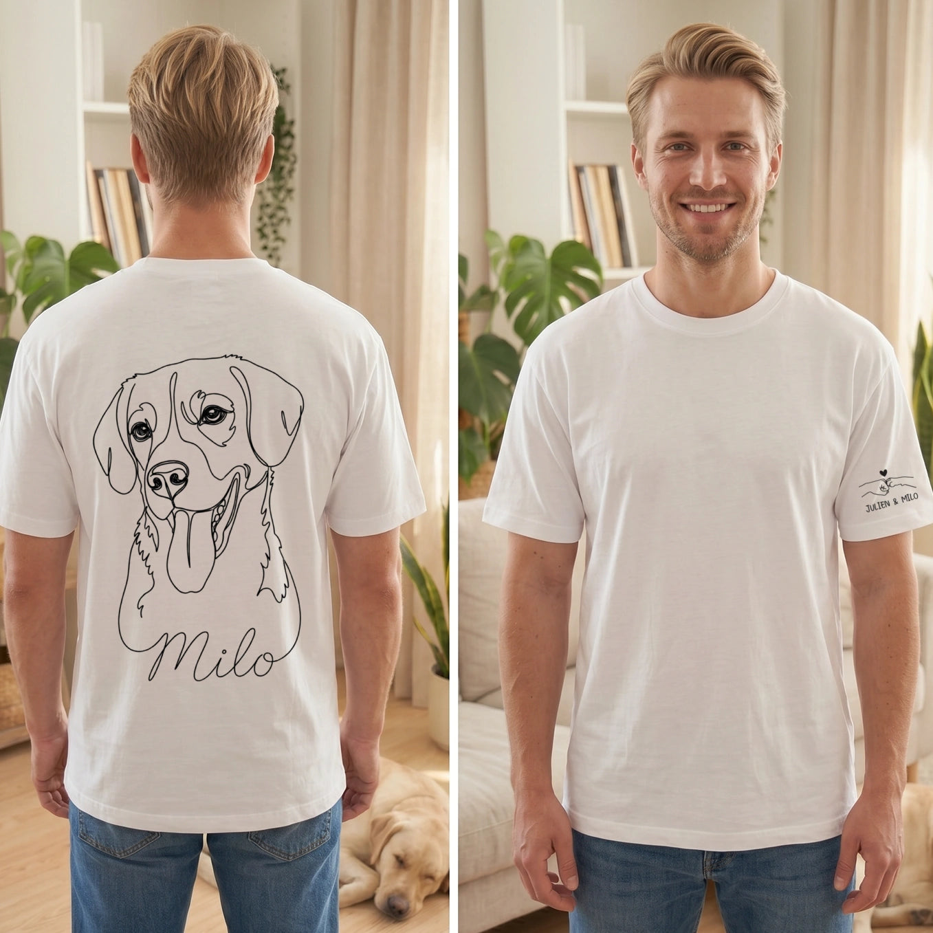 T-shirt personnalisé oversize "Dog Dad" avec impression sur manche