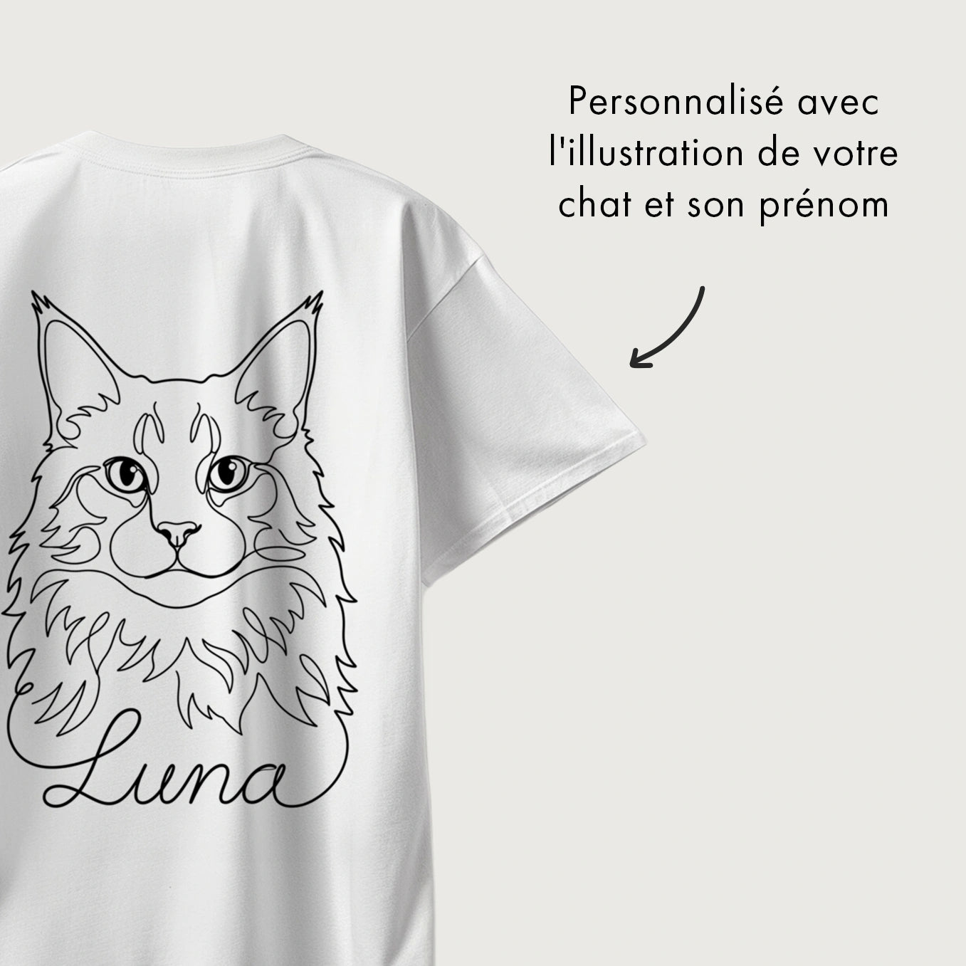 T-Shirt Oversize Personnalisé "Cat Mom" avec Impression Manches