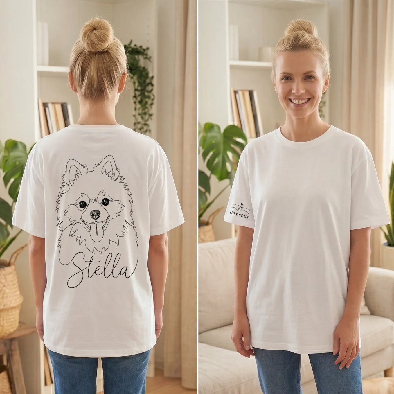 T-shirt oversize personnalisé "Dog Mom" avec impression sur manche