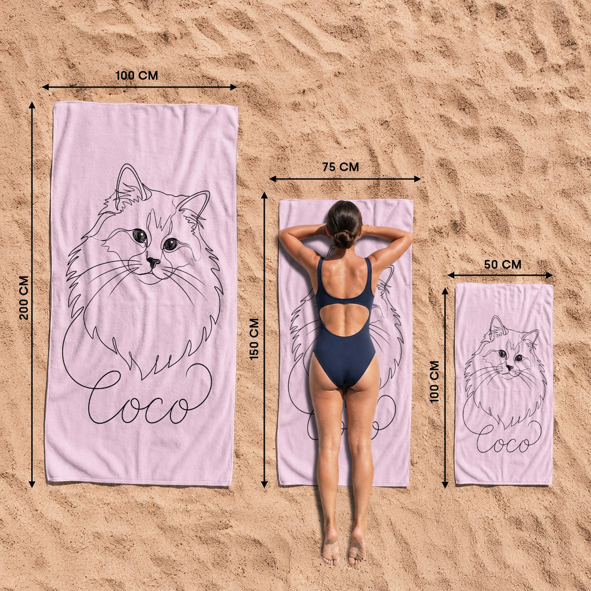 Personalisiertes Badetuch Katze "Line Art" – personalisiertes Geschenk – Ansicht 12 market_france