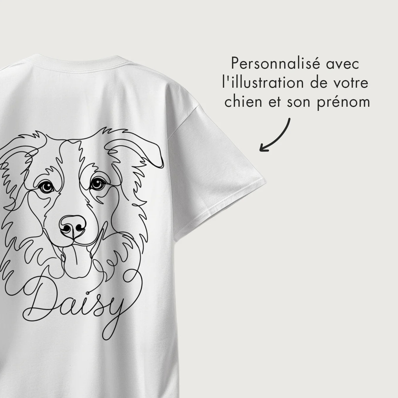 T-shirt oversize personnalisé "Dog Mom" avec impression sur manche