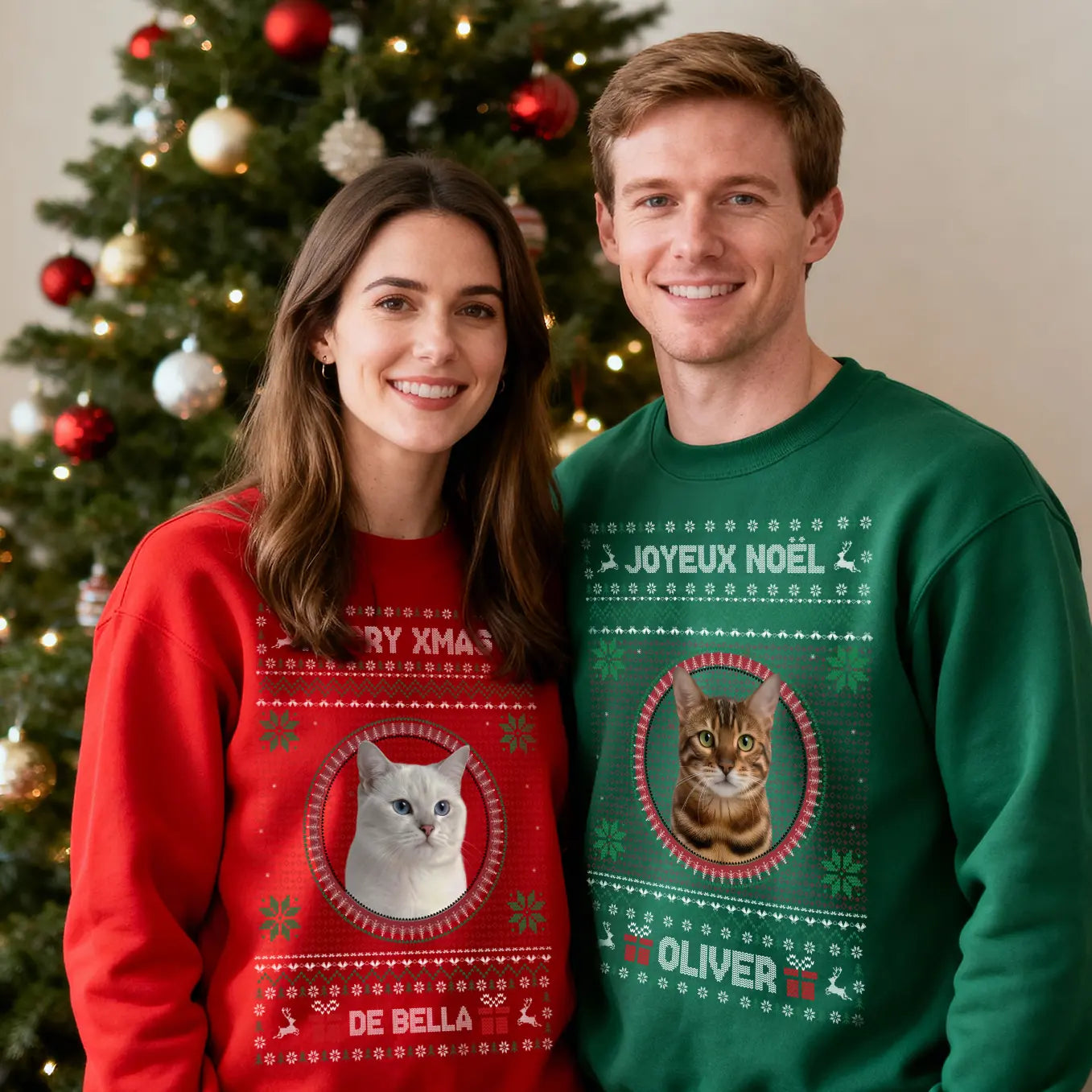Pull Noel Homme Chat Sweat-shirt De Noël Chat Joyeux SIPEIEN Pull Noel Homme Chat Sweat-shirt De Noël Chat Joyeux SIPEIEN