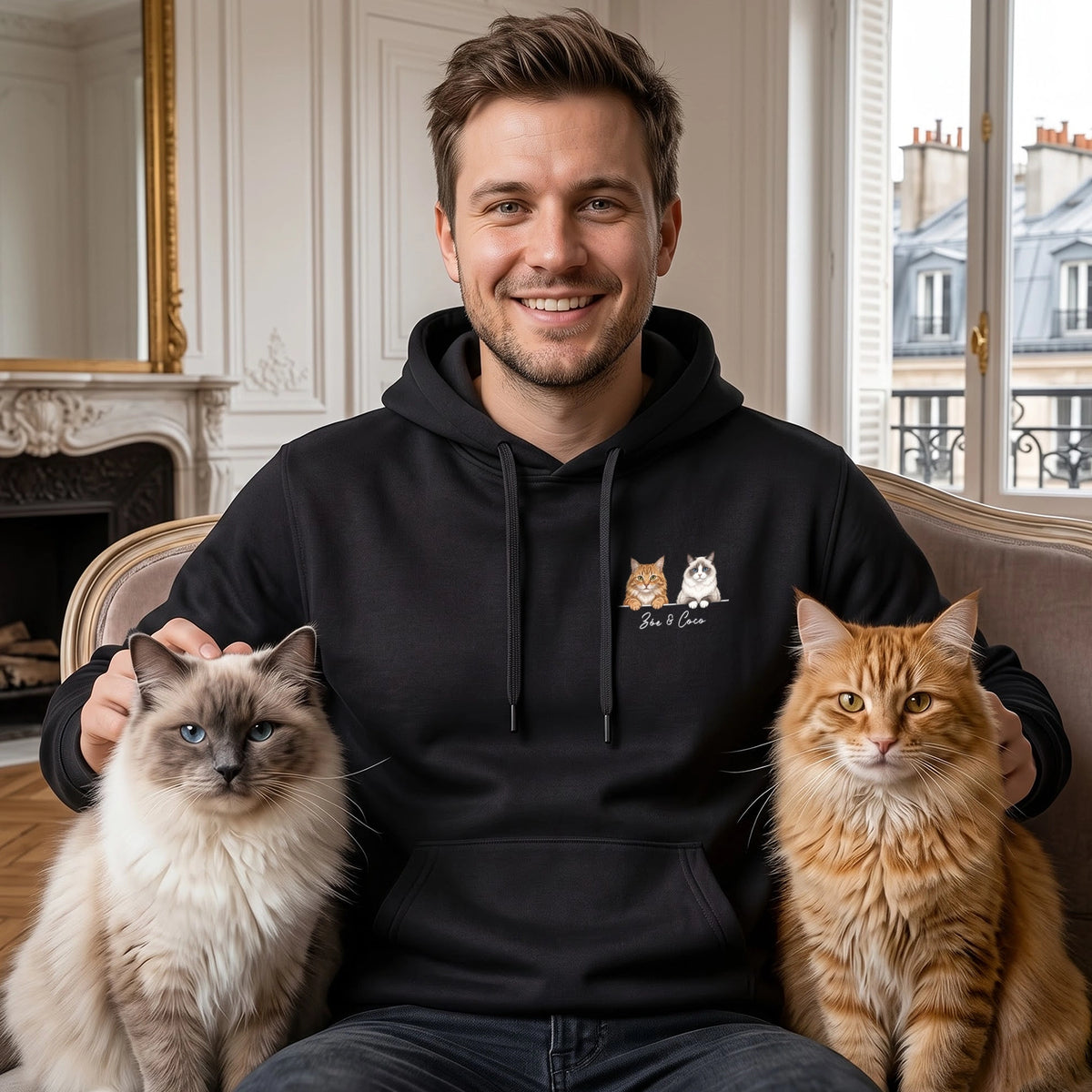 Personalisierter Hoodie "Cartoon Katze" – personalisiertes Geschenk – Ansicht 5