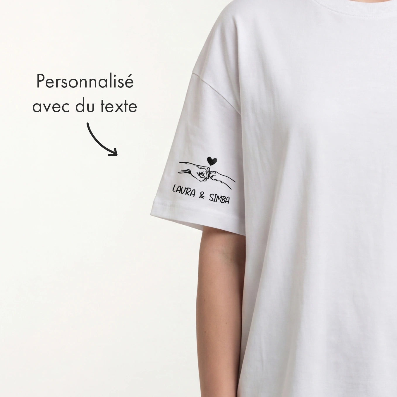 T-Shirt Oversize Personnalisé "Cat Mom" avec Impression Manches