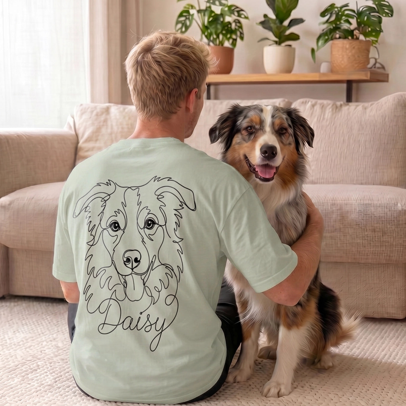 T-shirt personnalisé oversize "Dog Dad" avec impression sur manche