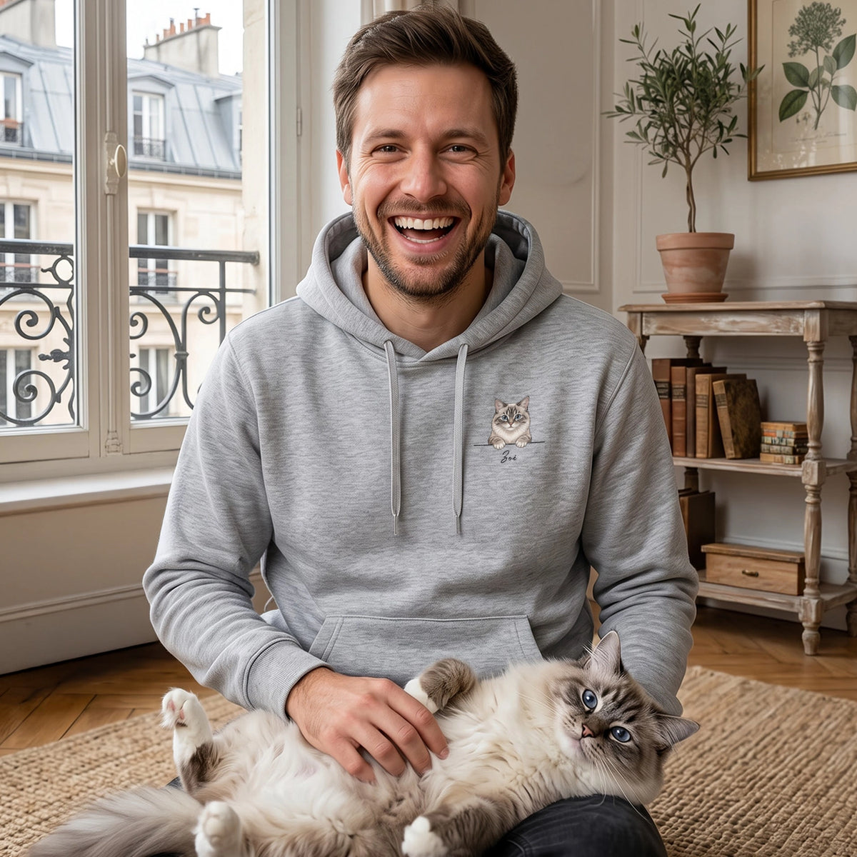 Personalisierter Hoodie "Cartoon Katze" – personalisiertes Geschenk – Ansicht 6