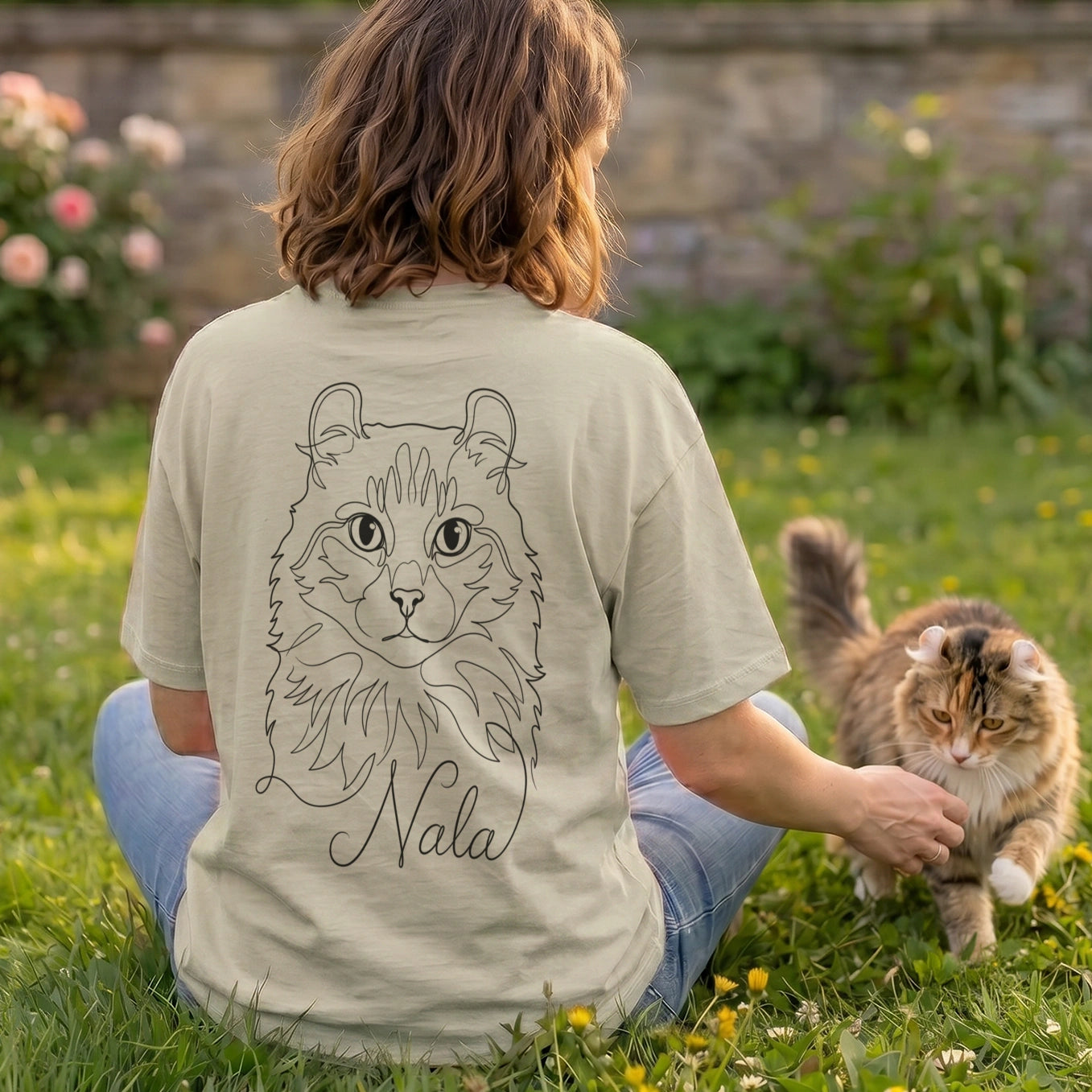 T-Shirt Oversize Personnalisé "Cat Mom" avec Impression Manches