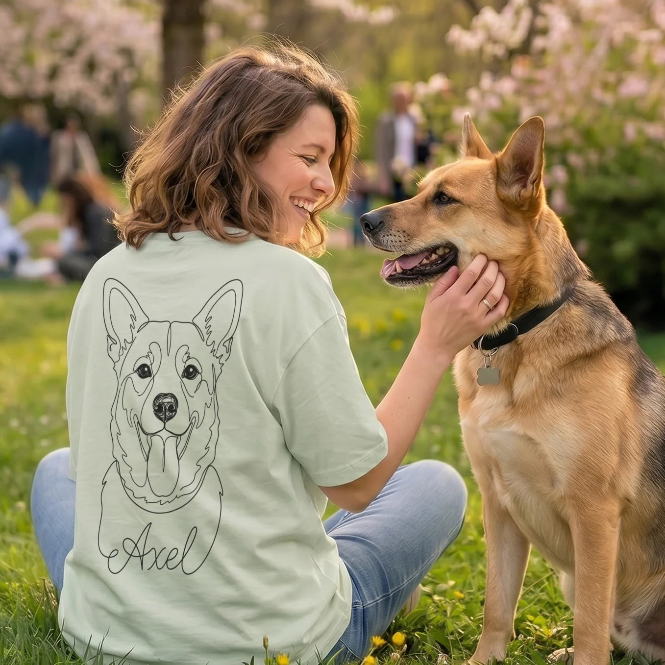 T-shirt oversize personnalisé "Dog Mom" avec impression sur manche