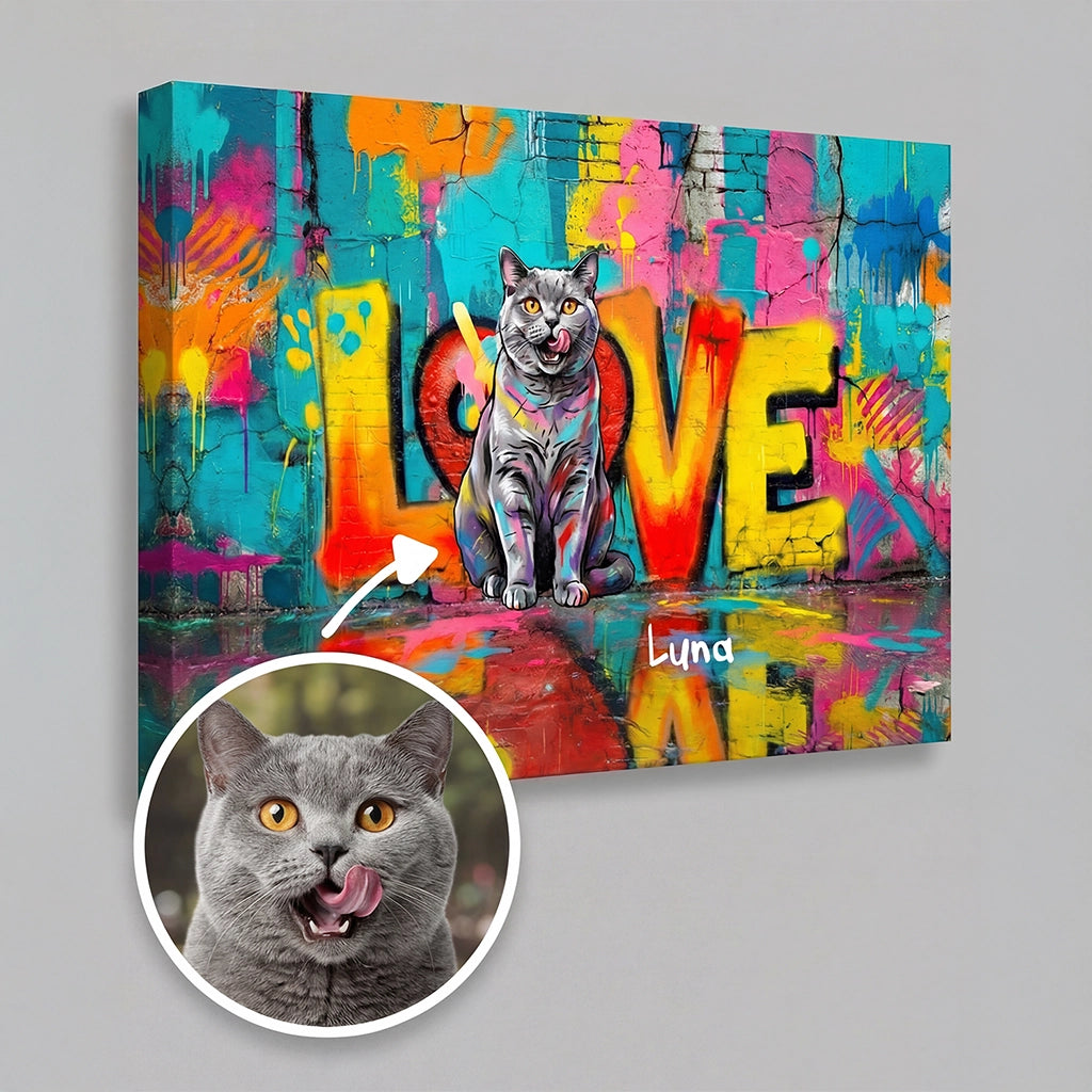 Toile personnalisée "LOVE" Chat
