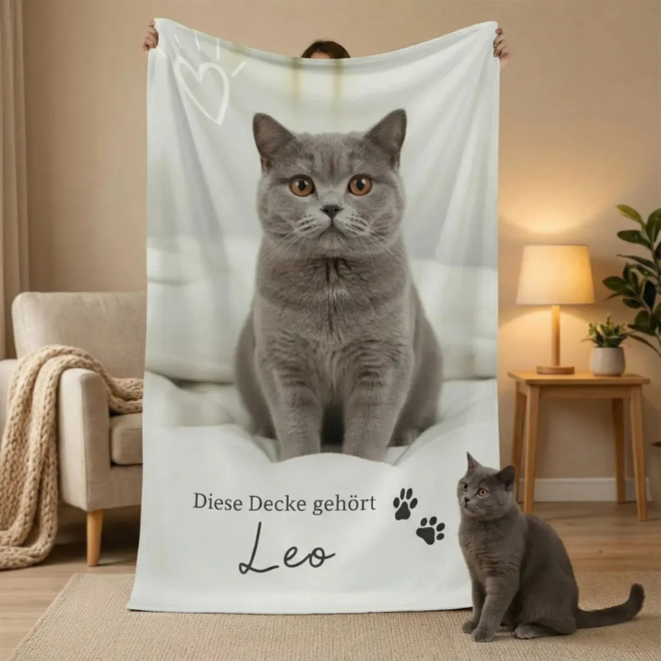 Plaid personnalisé chats "Votre photo et texte"