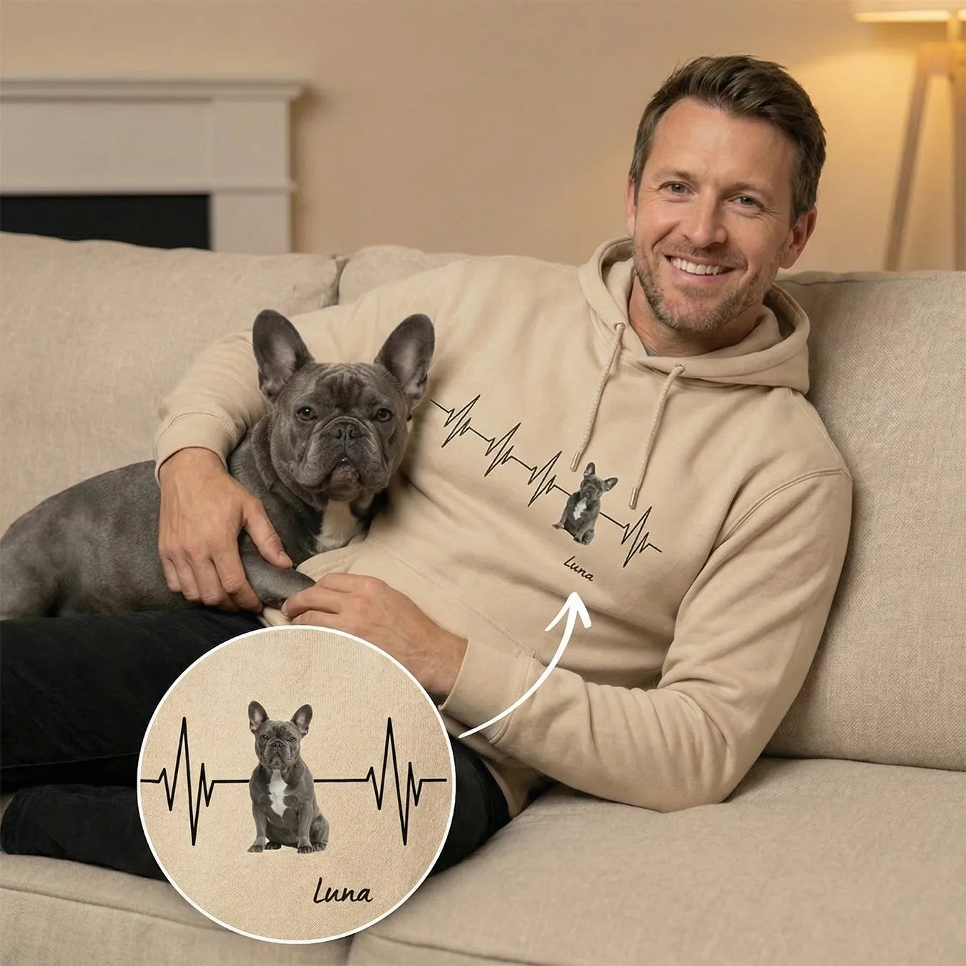 Sweat à capuche personnalisé « Mon animal, ma ligne de vie »