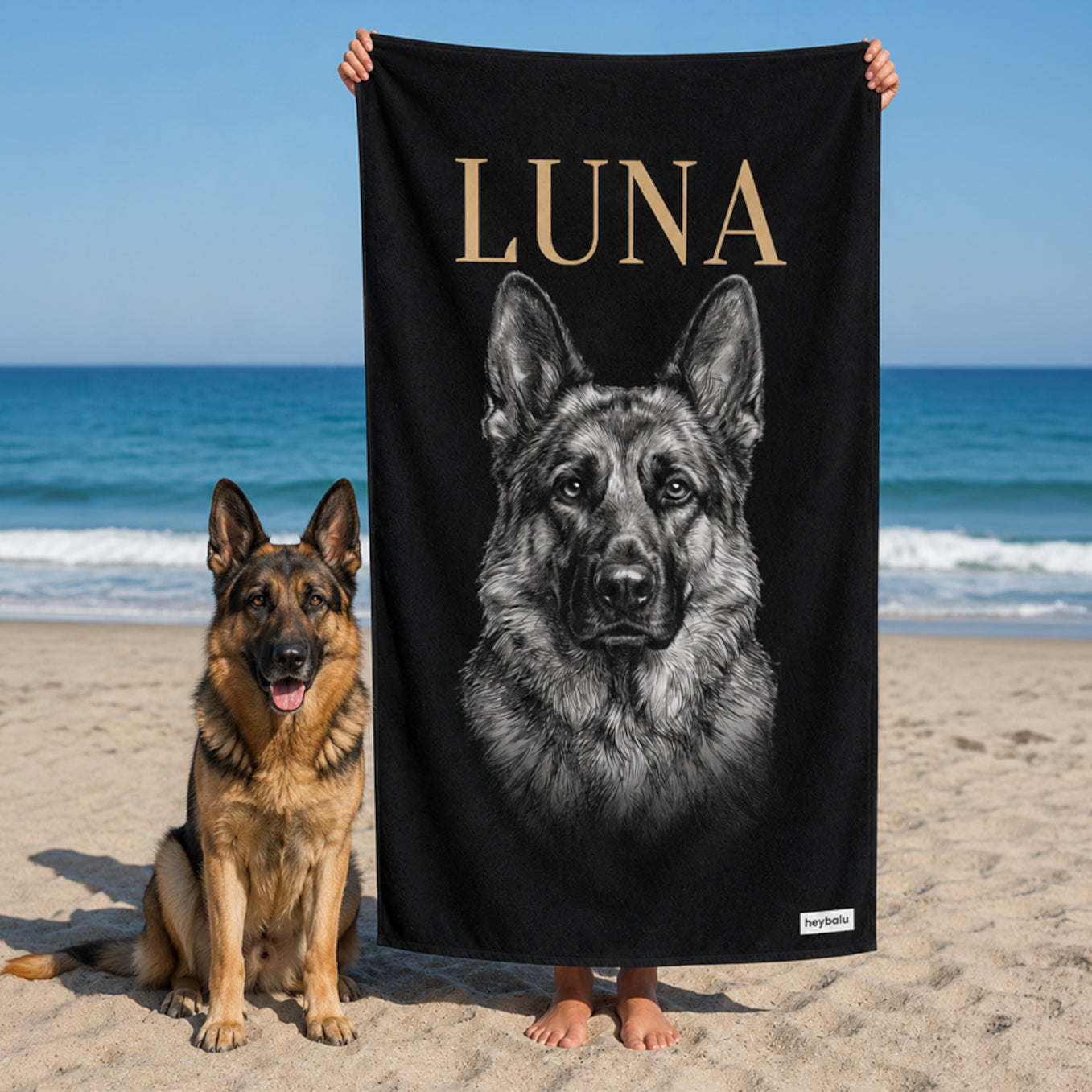 Serviette de plage personnalisée chien "Rétro"