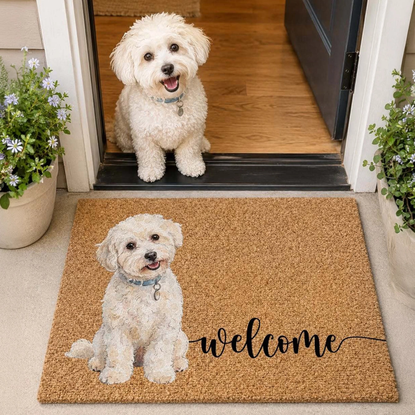 Paillasson personnalisé chien "Bienvenue"